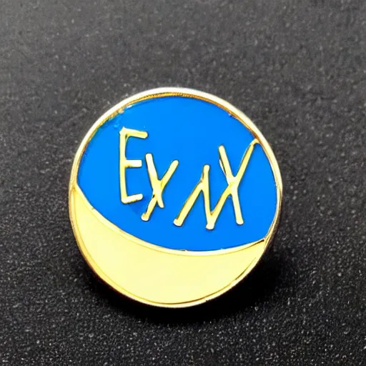 Image similar to a diamond enamel pin depicting a exclamation warning label, smooth curves