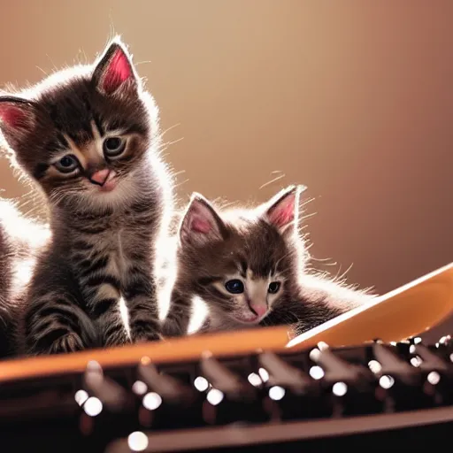 Image similar to an amazing award winning photo of kittens playing in a band, very detailed and sharp, 4k hdr, masterpiece