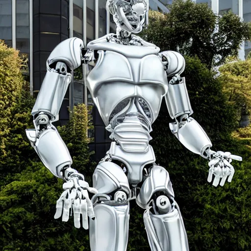 Image similar to made of ice, a realistic detailed photo of a guy who is an attractive humanoid who is half robot and half humanoid, who is a male android, on display, blank stare, showing off his muscles, shiny skin, posing like a statue, by the pool, frozen ice statue, twitch streamer / gamer ludwig, humanoid robot