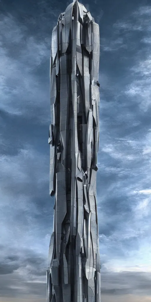 Prompt: epic futuristic tower, highly detailed, realistic, dramatic