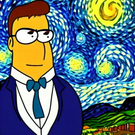 Image similar to peter griffin in starry night painting in the style of dali