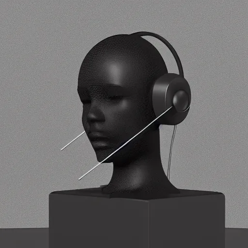 Image similar to headphone stand!!!, futuristic, techno, cyberpunk, product design, 3 d render, concept, fun, swag, iconic