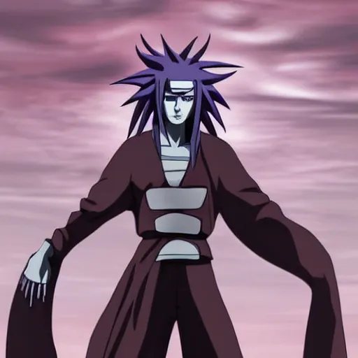 Prompt: madara uchiha, alien grey, tall, very thin, terrifying, grimdark, photorealistic