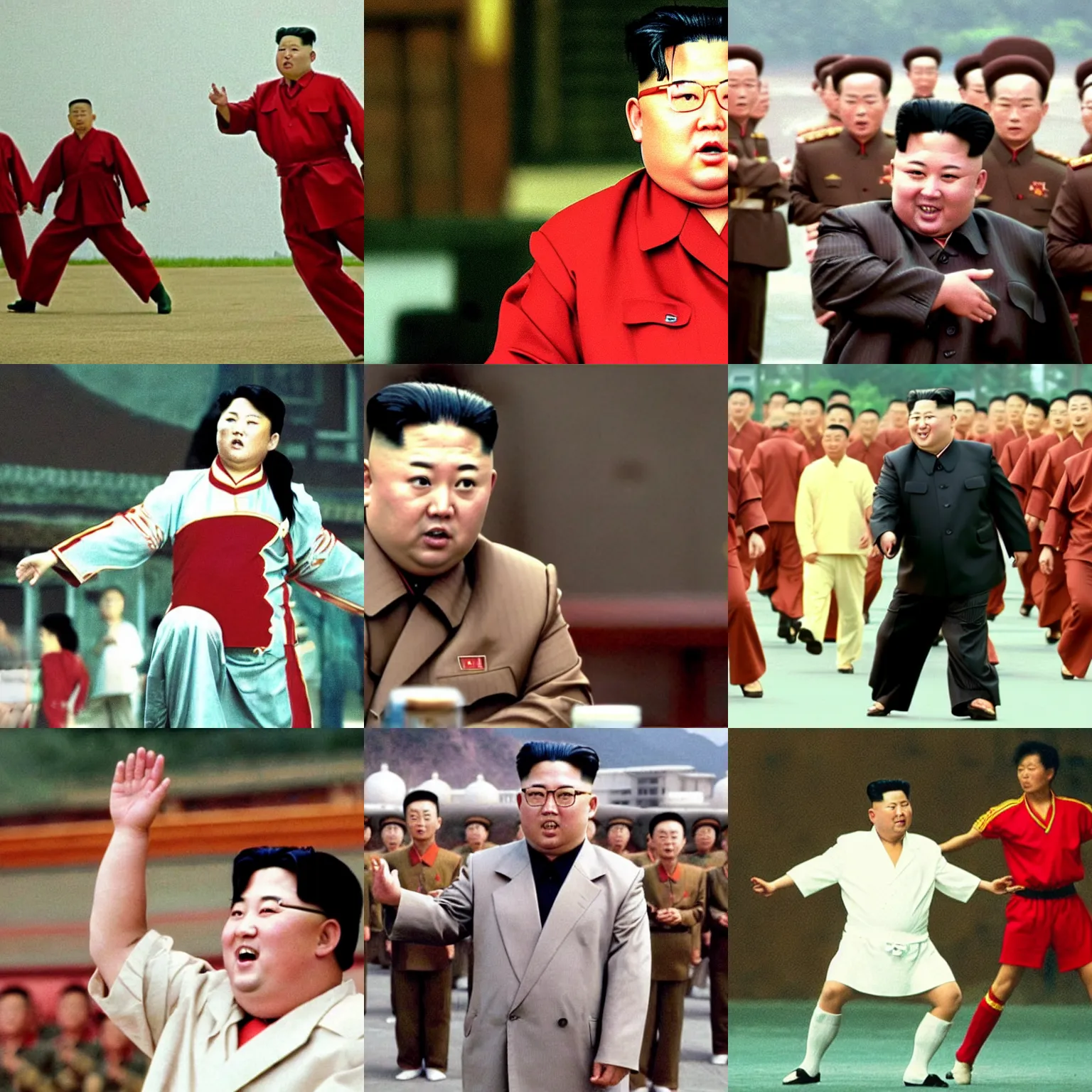 Prompt: Movie still of Kim Jong-Un in Shaolin Soccer