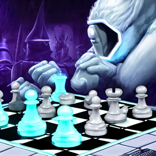 Prompt: cybertronic yeti playing chess