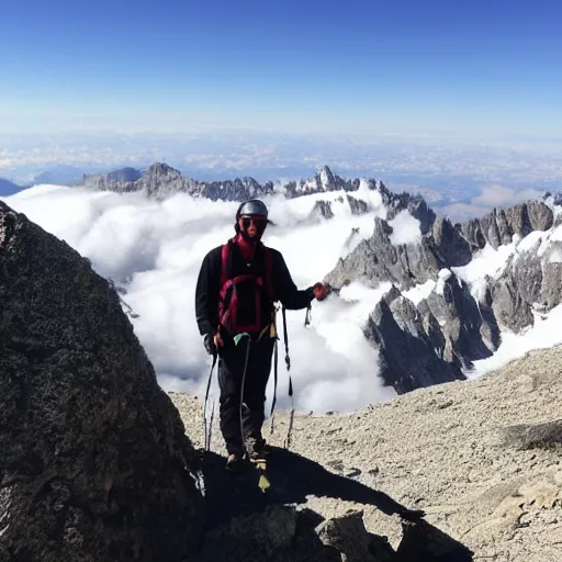 Image similar to a man on the summit of Pyrenees mountains in the summer