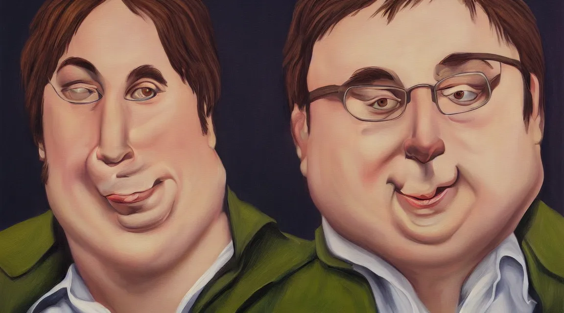 Prompt: portrait of Linus Torvalds painted by fernando botero