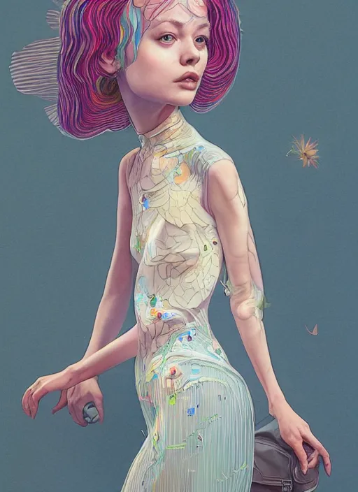 Image similar to girl with transparent dress :: by Martine Johanna and Simon Stålenhag and Chie Yoshii and wlop and Guillermo del toro :: ornate, dynamic, particulate, rich colors, elegant, centered, artstation, smooth, sharp focus, octane render, 3d