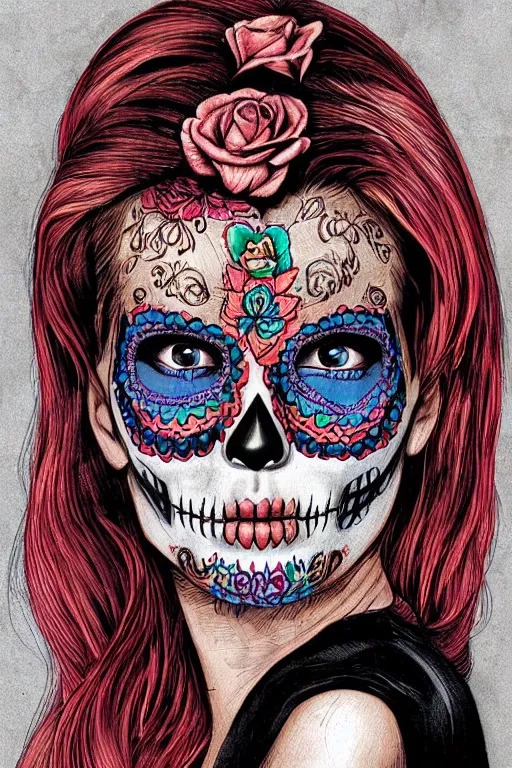 Image similar to Illustration of a sugar skull day of the dead girl, art by Glenn Fabry