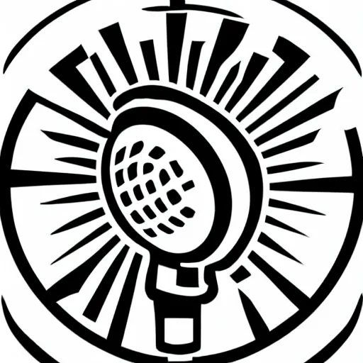 Image similar to iconic vector logo illustration of a microphone line art, bold