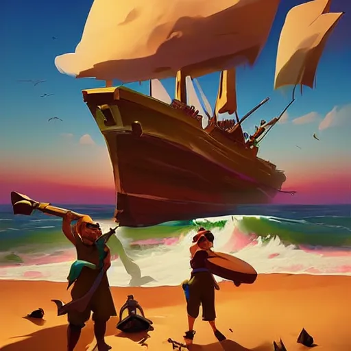 Image similar to painting treasure on sea of thieves game smooth median photoshop filter cutout vector, behance hd by jesper ejsing, by rhads, makoto shinkai and lois van baarle, ilya kuvshinov, rossdraws global illumination