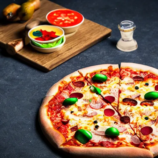 Prompt: pizza with extremely controversial toppings, food photography, DSLR, studio lighting, detailed, 4k