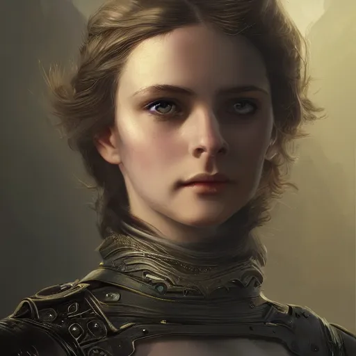 Prompt: portrait of a beautiful young irish woman with boyish hair wearing full plate armor, HD, D&D 4k, 8k, incredibly detailed, intricate, masterpiece, digital illustration by greg rutkowski, trending on artstation, character design, concept art
