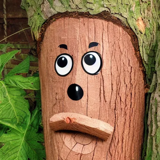 Image similar to anthropomorphic wooden log sleeping, pixar style