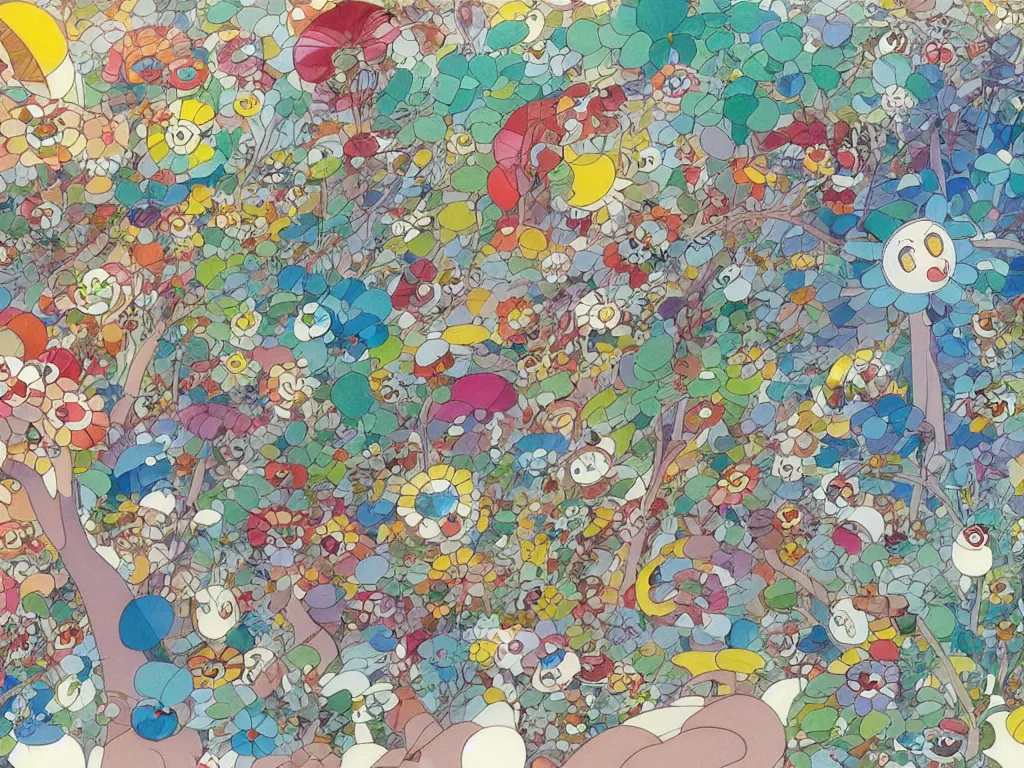 Image similar to colorful blueprint sideview of a fairytale forest, illustration, concept art, colorful, beautiful, studio ghibli, takashi murakami, alfons mucha, manga, cute and adorable