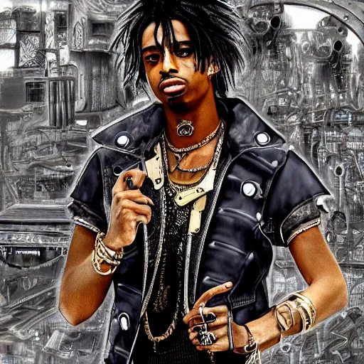 Image similar to playboi carti in futuristic steampunk style digital art 4 k the detailed super realistic