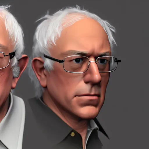 Image similar to render as a very beautiful 3d Bernie Sanders, full body, full round face, short smile, cinematic lightning, medium shot, mid-shot, highly detailed, trending on Artstation, Unreal Engine 4k, cinematic wallpaper