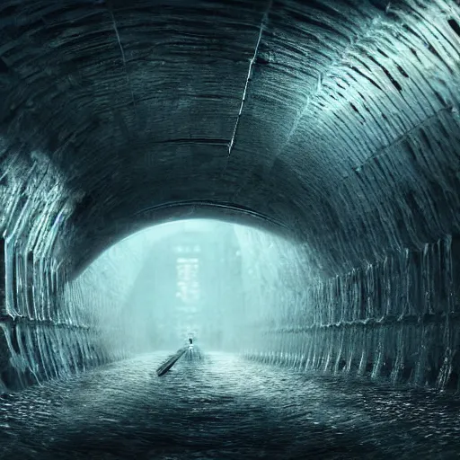 Image similar to tunnel full of monsters, epic, hyperrealistic photograph of the edge of time, dim volumetric lighting, 8 k, octane beautifully detailed render, extremely hyper detailed, intricate, epic composition, cinematic lighting, masterpiece, trending on artstation, very very detailed, stunning, hdr, smooth, sharp focus, high resolution, award, winning photo, dslr, 5 0 mm