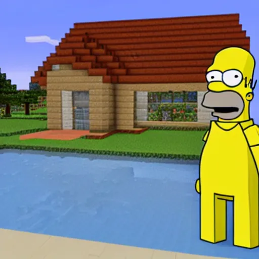 Image similar to Homer Simpson in Minecraft