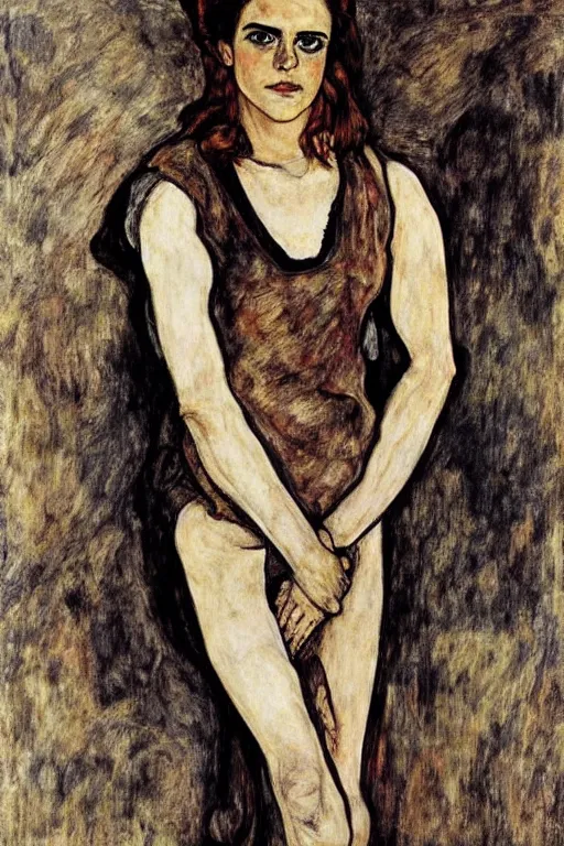 Prompt: emma watson full body by egon schiele