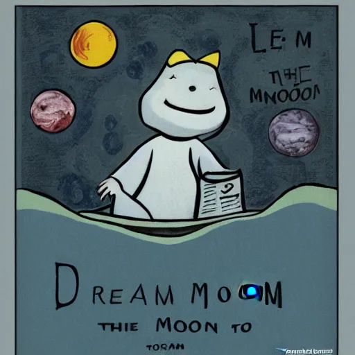 Image similar to !dream moomin as president of the moon, by Tove Jansson, newspaper cartoon style, 4k