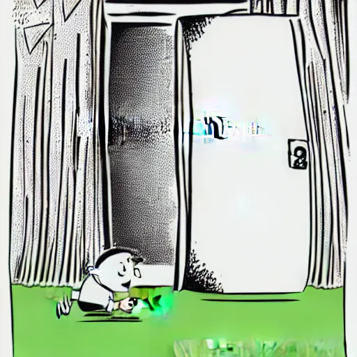 Prompt: storybook illustration of an open wardrobe revealing the entrance to a fantastic world featuring diary of a wimpy kid, storybook illustration, monochromatic