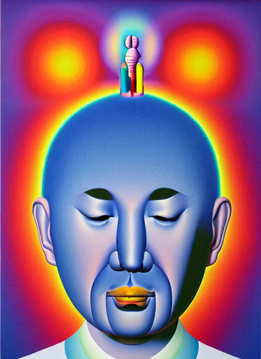 Prompt: inner peace by shusei nagaoka kaws david rudnick airbrush on canvas pastell colors cell shaded 8 k