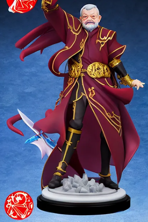 Image similar to still high quality figurine of president lula as a dungeons and dragons sorcerer, tsurime eyes, tareme eyes, personification, dynamic pose, detailed product photo, featured on amiami, tone mapped, beautiful composition, 8 5 mm, f. 1 4