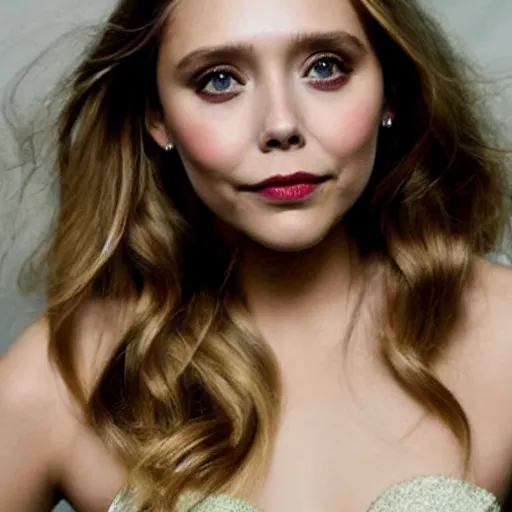 Prompt: elizabeth olsen as an angelic being, very elegant art style