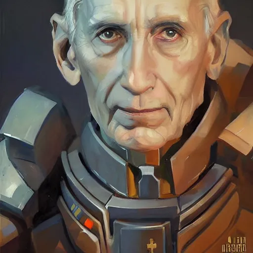 Image similar to greg manchess portrait painting of armored moff tarkin as overwatch character, medium shot, asymmetrical, profile picture, organic painting, sunny day, matte painting, bold shapes, hard edges, street art, trending on artstation, by huang guangjian and gil elvgren and sachin teng