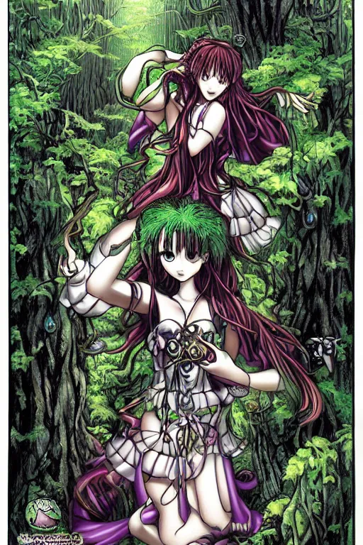 Image similar to pandora, haunted, mysterious magical treasure chest deep in the woods, by clamp