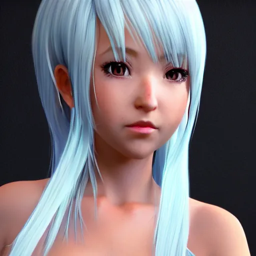 Image similar to cute anime girl with white hair, unreal engine, 8 k