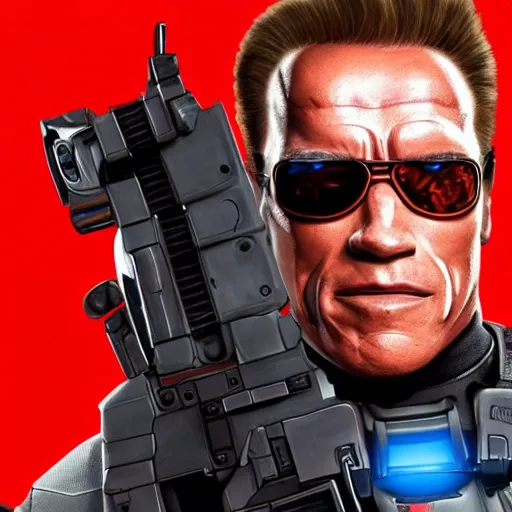 Prompt: a screenshot of arnold schwarzenegger as soldier 7 6 in overwatch