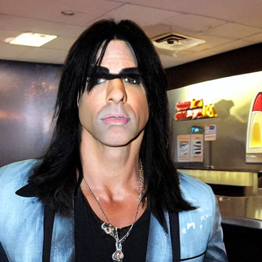 Image similar to criss angel mindfreak levitating over mcdonalds