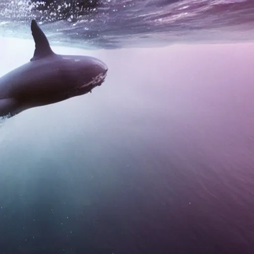 Prompt: whale fighting against giant squid, real footage, submarine spot light, dark background,