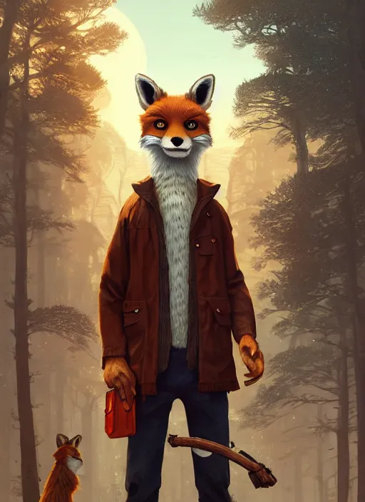 Image similar to highly detailed portrait fantastic mr fox in gta v, stephen bliss, unreal engine, fantasy art by greg rutkowski, loish, rhads, ferdinand knab, makoto shinkai and lois van baarle, ilya kuvshinov, rossdraws, tom bagshaw, global illumination, radiant light, detailed and intricate environment