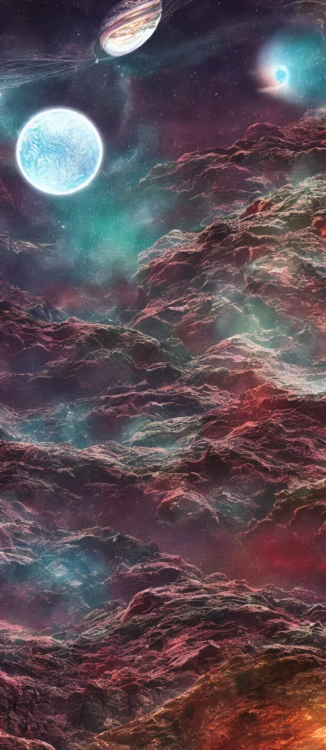 Image similar to bizarre alien planet, 8 k wallpaper, digital art, deep