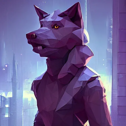 Prompt: Playstation 1 PS1 low poly low poly graphics portrait of furry anthro anthropomorphic wolf head animal person fursona wearing clothes in a futuristic cyberpunk foggy city alleway Greg Rutkowski, Simon Stalenhag, christopher nolan trending on Artstation, CGSociety