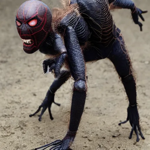 Prompt: tom holland spider hybrid, chimera of tom holland and an arachnid