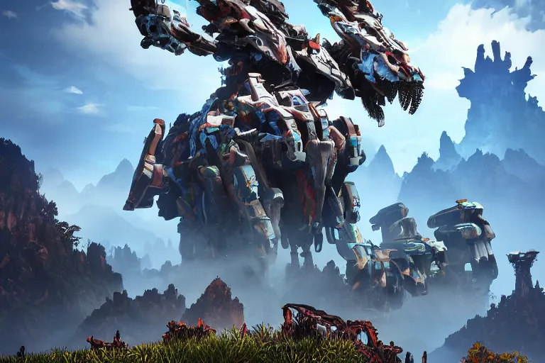 Image similar to tideripper machine mecha animal beast robot of horizon forbidden west horizon zero dawn bioluminiscence global illumination ray tracing hdr fanart arstation by sung choi and eric pfeiffer and gabriel garza and casper konefal