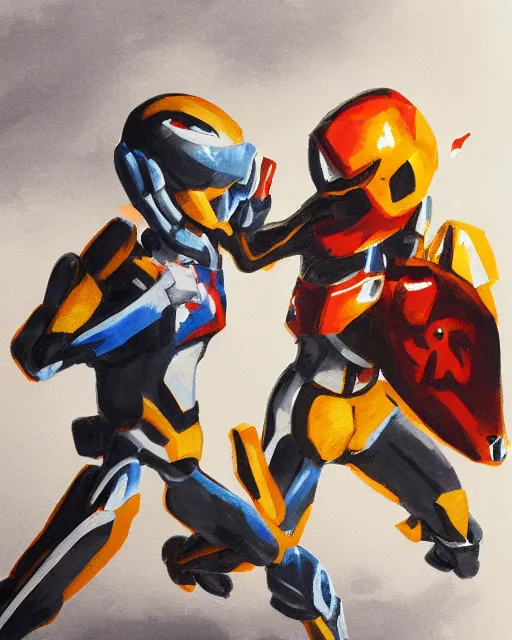 Image similar to a concept painting of sd ai and dall - e ai duking it out