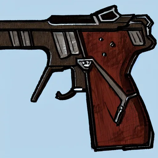 Prompt: Concept art of a space pirate pistol