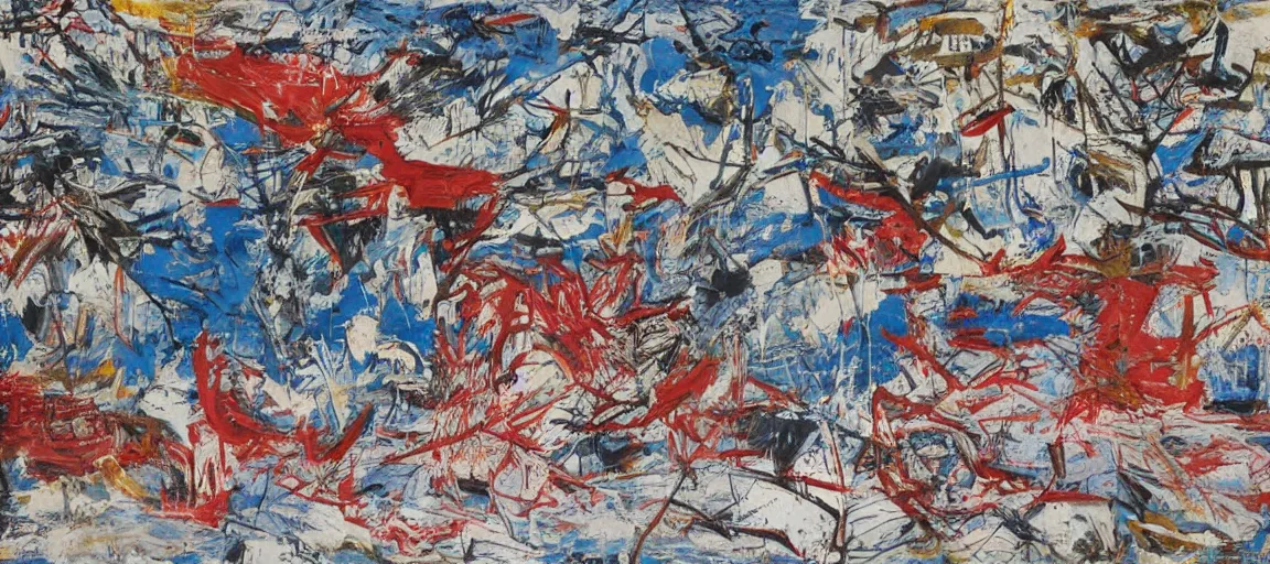 Image similar to a mountain range landscape by jean - michel basquiat, texture. pollock