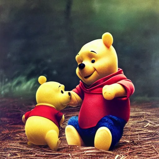 Prompt: candid portrait photograph of winnie the pooh by annie leibovitz