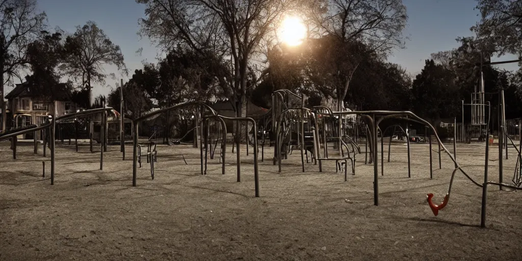 Image similar to a play ground at night, haunted by ghosts of children