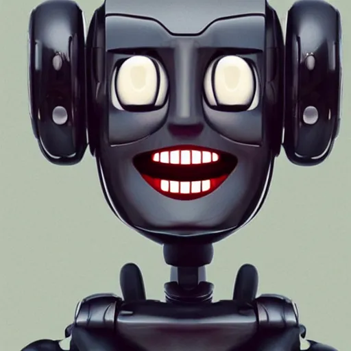 Prompt: laughing robot face