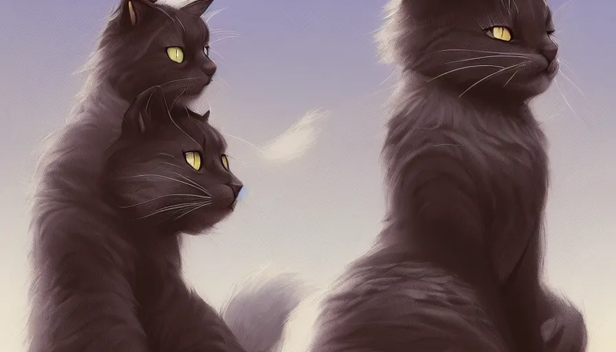 Prompt: artwork of really tall sitting cats by ross tran, thick brush, 4 k resolution