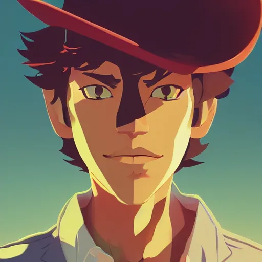 Image similar to face icon stylized minimalist cowboy bebop, loftis, cory behance hd by jesper ejsing, by rhads, makoto shinkai and lois van baarle, ilya kuvshinov, rossdraws global illumination