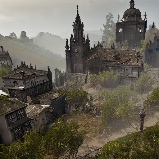 Image similar to grimdark gothic ouro preto, unreal engine, 8 k, ultra realistic, ultra detail