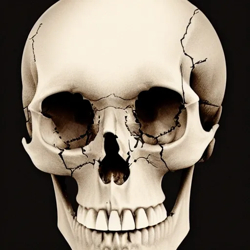 Prompt: human skull with big hole on top